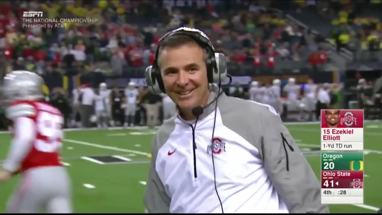 Ohio State Football Urban Meyer Smiling Hugs